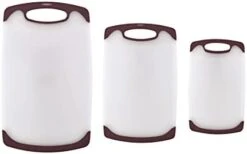 Non Slip Plastic Cutting Board Set With Juice Grooves, Set Of 3, White And Aqua -Peugeot Shop 31lxv1qw9L. AC