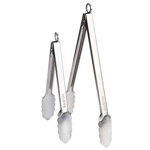12” & 9” Locking Kitchen Tong Set, Stainless Steel 1 12” & 9” Locking Kitchen Tong Set, Stainless Steel