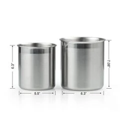 Cook N Home Stainless Steel Utensil Holder Jumbo 2PC Set, 5.5-inch X 6.3-inch And 6.3-inch X 7.08-inch, Silver -Peugeot Shop 31mLBxpSKcL