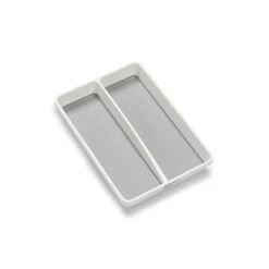 Mini 2-Compartment Plastic Utensil Tray For Drawers, Multipurpose Storage Tray Drawer Organizer, White