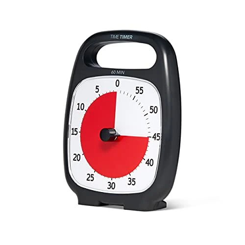 PLUS 60 Minute Desk Visual Timer - Countdown Timer With Portable Handle For Classroom, Office, Homeschooling, Study Tool With Silent Operation (Charcoal) 2 PLUS 60 Minute Desk Visual Timer - Countdown Timer With Portable Handle For Classroom, Office, Homeschooling, Study Tool With Silent Operation (Charcoal) - Image 2