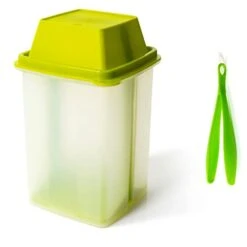 Pickle Jar With Strainer Insert - Plastic Leak Proof Food Saver Container - For Fresh Fruit Or Pickled Vegetables - Complete With Tongs