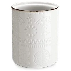 Kitchen Utensil Holder, 7.2”Extra Large Farmhouse Utensil Holders For Countertop, White Ceramic Utensil Crock, Anti Slip & Scratch Cork Bottom, Utensil Holder For Kitchen Counter