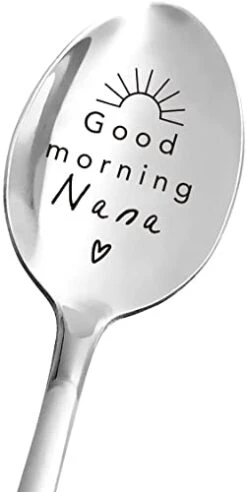 Est Nana Gifts - Good Morning Nana Spoon - Funny Nana Spoon Engraved - Tea Coffee Spoon - Nana Gift From Granddaughter Grandson Wife - Nana Mother's Day/Birthday/Christmas Gifts