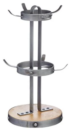 Kitchen Craft Industrial Kitchen Metal/Wooden Mug Tree Stand, 32 Cm (12.5”)