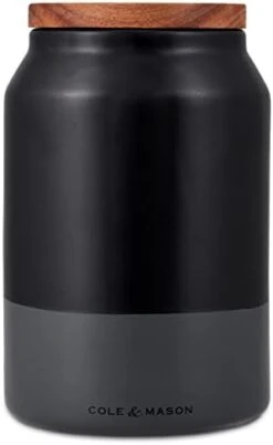 Cole & Mason H822135 Elmdon Black/Grey Garlic Keeper | Kitchen Organisation, Storage Pot For Fresh Garlic | Ceramic/Acacia/Silicone | (H)120 Mm X (D)110 Mm | 2 Year Guarantee -Peugeot Shop 31oRO5pqJvL. AC 1