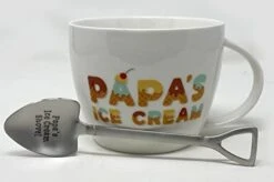 On Caffeine Gifts For Papa – Papa’s Ice Cream Bowl And Engraved Spoon Papa’s Ice Cream Shovel – Ideal Father’s Day Gift, Christmas Gift Or Birthday Gift (Papa)