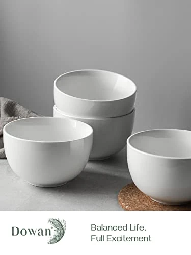 5.8" Deep Soup Bowls & Cereal Bowls - 30 Ounces Large Bowls Set Of 4 For Kitchen - White Ceramic Bowls For Cereal, Soup, Oatmeal, Salad, Ramen, Noodle, Rice - Dishwasher & Oven Safe 4 5.8" Deep Soup Bowls & Cereal Bowls - 30 Ounces Large Bowls Set Of 4 For Kitchen - White Ceramic Bowls For Cereal, Soup, Oatmeal, Salad, Ramen, Noodle, Rice - Dishwasher & Oven Safe - Image 4