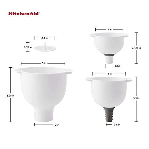 KitchenAid Set Of 5 Kitchen Funnel Set, With Removable Strainer And Removable Spout,White 2 KitchenAid Set Of 5 Kitchen Funnel Set, With Removable Strainer And Removable Spout,White - Image 2