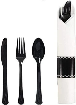 Pre-Rolled Napkin And Cutlery Set - White Napkins And Silver Heavy-Weight Plastic Silverware With Napkin Band Set - 30-Pack 22 Pre-Rolled Napkin And Cutlery Set - White Napkins And Silver Heavy-Weight Plastic Silverware With Napkin Band Set - 30-Pack -Peugeot Shop 31piH6n9ycL. AC 1
