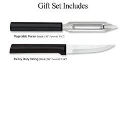 Rada Cutlery Heavy Duty Stainless Steel Knife And Vegetable Peeler Pare And Peel Gift Set Resin, Made In The USA, 2 Piece, Black Handle