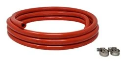 Red 5/16-Inch ID, 9/16-Inch OD Food Grade Vinyl Tubing, 10 FT CO2 Gas Line With 2 Hose Clamps, For Homebrewing, Kegerator, Draft Systems, Beer Air Hose, 1/4" Wall Thickness - Made In USA