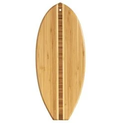 Lil' Surfer Surfboard Shaped Bamboo Serving And Cutting Board, 14-1/2" X 6", Brown