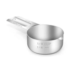 BERYLER 1/3 Cup (5.3 Tbsp | 80 Ml | 80 Cc | 2.7 Oz) Measuring Cup, Stainless Steel Measuring Cups, Metal Measuring Cup, Kitchen Gadgets For Cooking