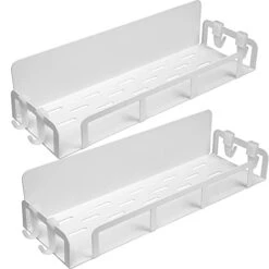 Magnetic Spice Rack Fridge Organizer Shelf Refrigerator Spice Rack Single Tier Magnetic Shelf Space Saver For Small Kitchen (White, 2 Pack Single Tier)