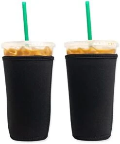 Axendale And Co Reusable Neoprene Insulator Sleeves For Large Sized Iced Coffee And Cold Drink Cups (2 PK Large 32oz, Black Smooth) -Peugeot Shop 31rlAp0cfYL. AC