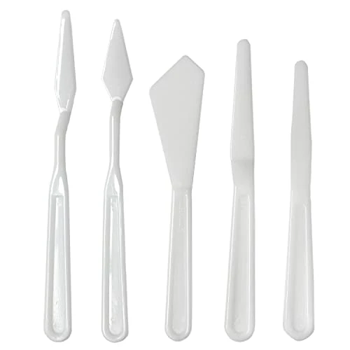 Moulded Plastic Palette Knife Set - 5pcs,White 1 Moulded Plastic Palette Knife Set - 5pcs,White
