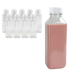 Small Plastic Juice Bottles With Caps In Black - 10pk 16oz Water Containers Empty Plastic Bottles With Lids For Juicing And Smoothies