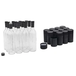 - B07ZG2N5MF 750ml Glass Bordeaux Wine Bottles With Twist-N-Seal Capsules - Case Of 12 (Clear/Flint) -Peugeot Shop 31snnycVlcL