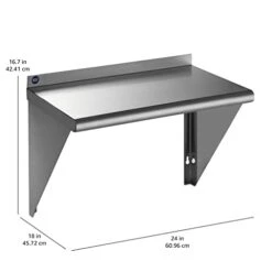Rockpoint Stainless Steel Shelf 18 X 24 Inches, 320 Lb, NSF Commercial Wall Mount Floating Shelving For Restaurant, Kitchen, Home And Hotel, Silver (HX2022-18) -Peugeot Shop 31svW23bukL