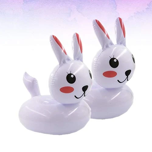 2Pcs Rabbit Pattern Beer Holder Water Surface Inflatable Floating Beer Bottle Holder Floating Beer Tray Mat (White) Party Favor 2 2Pcs Rabbit Pattern Beer Holder Water Surface Inflatable Floating Beer Bottle Holder Floating Beer Tray Mat (White) Party Favor - Image 2