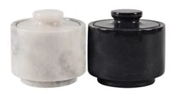 Arblous Krafts Stylish Marble White And Black 3.5 Oz Salt Cellar, Trinket Box And Condiment Pots 3" X 3" Kitchen Décor Salt Pepper Bowls Salt Container, Pinch Pots Tea Containers