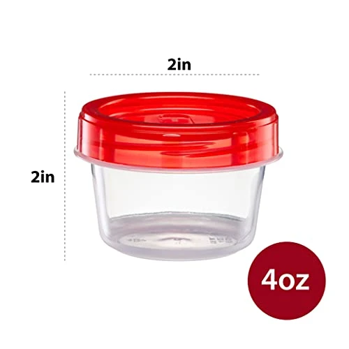 (4 Ounce 10 Pack) Twist Cap Containers Clear Bottom With Red Top Screw On Lids Twist Top Food Storage Freezer Reusable Containers 6 (4 Ounce 10 Pack) Twist Cap Containers Clear Bottom With Red Top Screw On Lids Twist Top Food Storage Freezer Reusable Containers - Image 6