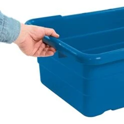 Blue Plastic Bus Tub (Pack Of 6) Commercial Tote Box Cross Stack Nest Utility Tote Tub/Bud Box W/O Lid, 25” L X 16” W X 9” H - For Food Service, Airport, Cafeteria, Seafood, Vegetables, Transporting -Peugeot Shop 31tbO31bL3L