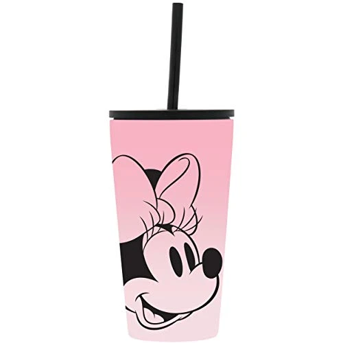 Disney Character Insulated Tumbler Cup With Flip Lid And Straw Lid | Reusable Stainless Steel Water Bottle Iced Coffee Travel Mug | Classic Collection | 16oz Minnie Mouse On Blush 2 Disney Character Insulated Tumbler Cup With Flip Lid And Straw Lid | Reusable Stainless Steel Water Bottle Iced Coffee Travel Mug | Classic Collection | 16oz Minnie Mouse On Blush - Image 2