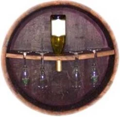 Oak Wine Barrel Head Stemware Rack And Bottle Holder By Wine Barrel Creations