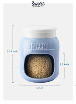 Sponge Holder For Kitchen Sink, Porcelain Mason Jar Modern Farmhouse Kitchen Accessories, Sink Caddy Gift For Family, Friends, And Collectors, Lila(816.110)