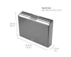 Joseph Joseph Folio Plastic Cutting Board Set With Storage Case Color-Coded Easy-Access Design Dishwasher Safe Non-Slip, Small, Graphite