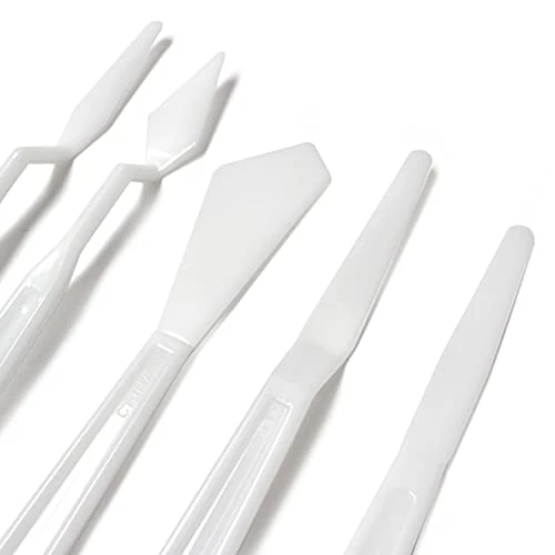 Moulded Plastic Palette Knife Set - 5pcs,White 2 Moulded Plastic Palette Knife Set - 5pcs,White - Image 2