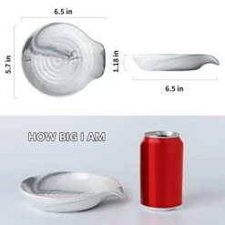 Large Spoon Rest For Stove Top : Spoon Holder For Kitchen Counter - Coffee Spoon Rest Ceramic - White Marble Utensil Rest For Ladle, Tongs - Cooking Spatula Holder For Countertop (5.7 Inch)