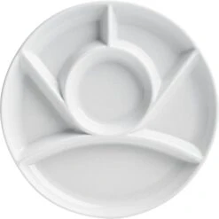 White Stoneware 9-Inch Round Fondue Plate, Set Of 4