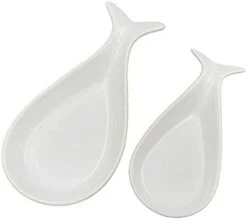 Fish Spoon Rest Ceramic For Kitchen Set Of 2, White -Peugeot Shop 31v7BviXvnL. AC