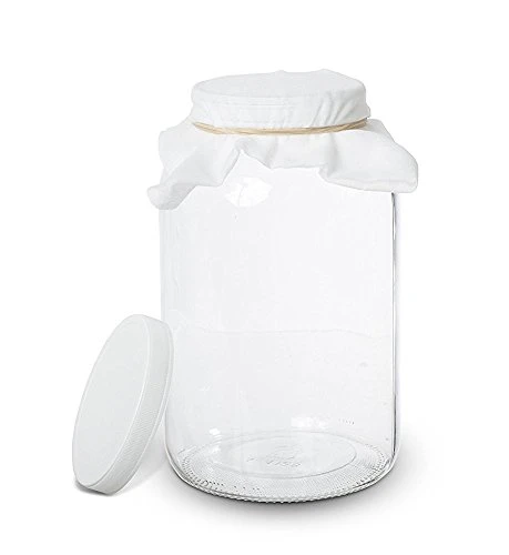 1 Gallon Glass Kombucha Jar - Home Brewing And Fermenting Kit With Cheesecloth Filter, Rubber Band And Plastic Lid - By Kitchentoolz 1 1 Gallon Glass Kombucha Jar - Home Brewing And Fermenting Kit With Cheesecloth Filter, Rubber Band And Plastic Lid - By Kitchentoolz