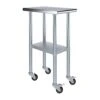 24" X 15" Stainless Steel Work Table With Casters | Heavy Duty Metal Utility Table On Wheels | Kitchen Island Cart