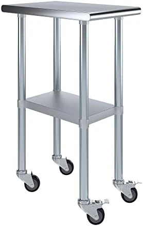24" X 15" Stainless Steel Work Table With Casters | Heavy Duty Metal Utility Table On Wheels | Kitchen Island Cart 10 24" X 15" Stainless Steel Work Table With Casters | Heavy Duty Metal Utility Table On Wheels | Kitchen Island Cart - Image 10