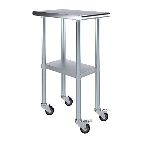 24" X 15" Stainless Steel Work Table With Casters | Heavy Duty Metal Utility Table On Wheels | Kitchen Island Cart 1 24" X 15" Stainless Steel Work Table With Casters | Heavy Duty Metal Utility Table On Wheels | Kitchen Island Cart