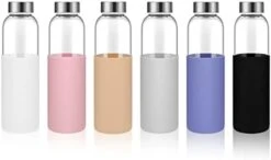 Clear Glass Bottles With Lids And Silicone Sleeve 18 Oz, Glass Reusable Water Bottles With Stainless Steel Cap For Juicing,Refrigerator,100% Leak Proof, BPA Free Eco Friendly,Set Of 6 23 Clear Glass Bottles With Lids And Silicone Sleeve 18 Oz, Glass Reusable Water Bottles With Stainless Steel Cap For Juicing,Refrigerator,100% Leak Proof, BPA Free Eco Friendly,Set Of 6 -Peugeot Shop 31vWdZuYicL. AC