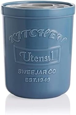 Kitchen Utensil Holder, 7.2" Ceramic Utensil Crock For Cooking Countertop, Housewarming, Wedding, Birthday Gift (Gray) -Peugeot Shop 31valnuAckL. AC