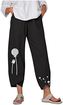 Kingspinner Capri Pants For Women Plus Size Capri Baggy Pants Casual Linen Long Pants Women Palazzo Lounge Pants -Peugeot Shop 31vb5Qn OS. AC