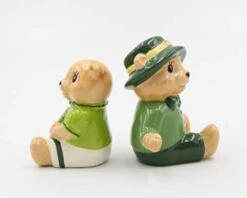 Fine Ceramic Irish St. Patrick Teddy Bear With Shamrock Prints Design Salt & Pepper Shakers Set, 3-1/2" -Peugeot Shop 31wW7EUCn5L