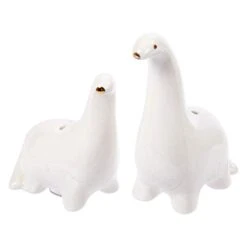 , Kitchen Essential Cute Novelty Porcelain Dinosaur Salt And Pepper Shakers Set, 2.4 X 3.15 Inches, White
