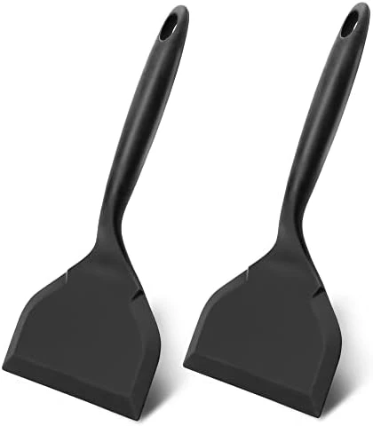 2 Pack Silicone Pancakes Spatula ,Wide Pancakes Spatula Turner For Eggs Fish Pizza And Steak Shovel Omelette Spatulas For Nonstick Cookware,Heat Resistant Kitchen Flipper Spatulas For Cooking (Black) 4 2 Pack Silicone Pancakes Spatula ,Wide Pancakes Spatula Turner For Eggs Fish Pizza And Steak Shovel Omelette Spatulas For Nonstick Cookware,Heat Resistant Kitchen Flipper Spatulas For Cooking (Black) - Image 4