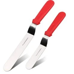 Angled Icing Spatula, Stainless Steel Offset Spatula, Cake Spatula Set Of 2 Red 6" & 8"