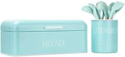 Vintage Metal Bread Box & Kitchen Utensil Holder Set, White | Large Bread Box W/Swing Up Lid | Farmhouse Bread Box & Utensil Holder For Countertop | Kitchen Decor | Housewarming Gift 8 Vintage Metal Bread Box & Kitchen Utensil Holder Set, White | Large Bread Box W/Swing Up Lid | Farmhouse Bread Box & Utensil Holder For Countertop | Kitchen Decor | Housewarming Gift -Peugeot Shop 31x4AwhnVDL. AC