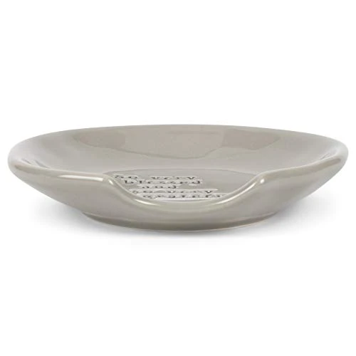 So Very Blessed And So Very Grateful Dove Grey 4.5 X 4 Glossy Ceramic Stoneware Wobbly Round Spoon Rest 2 So Very Blessed And So Very Grateful Dove Grey 4.5 X 4 Glossy Ceramic Stoneware Wobbly Round Spoon Rest - Image 2