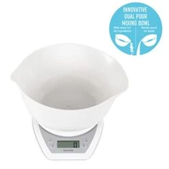 Salter Alter Digital Electronic Kitchen Scales - 2 Litre Dual Pour Mixing Bowl, Perfect For Cooking, Baking, Food/Liquid Weighing, Easy Read Display, Metric/Imperial, 15 Year - White With White Bowl -Peugeot Shop 31xEwgQgOgL